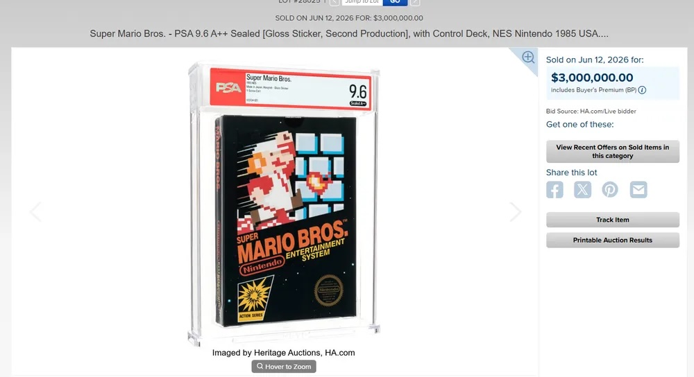 Рекорд ретро-гейминга: Картридж Super Mario Bros. продан за $3 млн