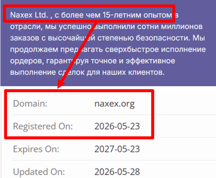 Информация о возрасте брокера naxex