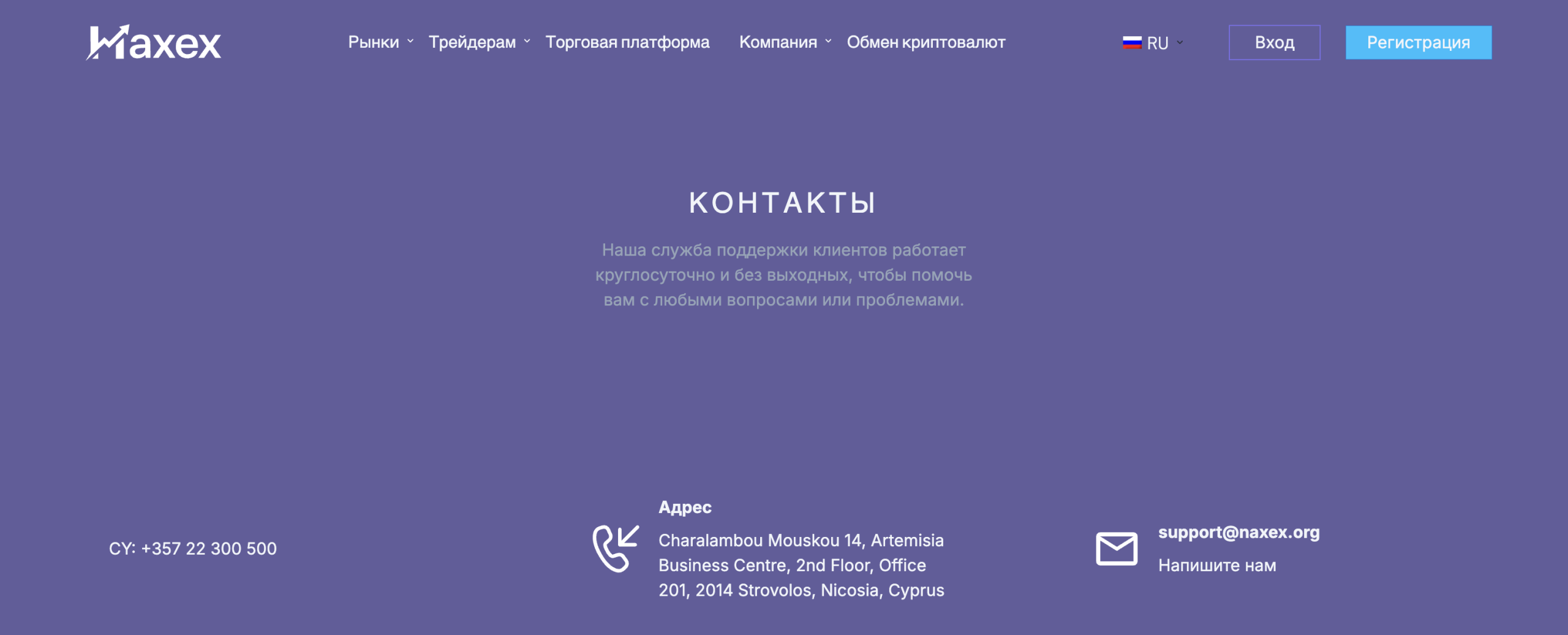 Контакты брокера naxex